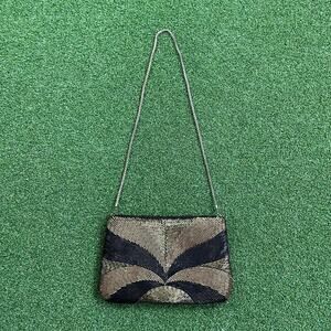 Vintage Studio 18 Black Brown Beaded Evening Shoulder Bag